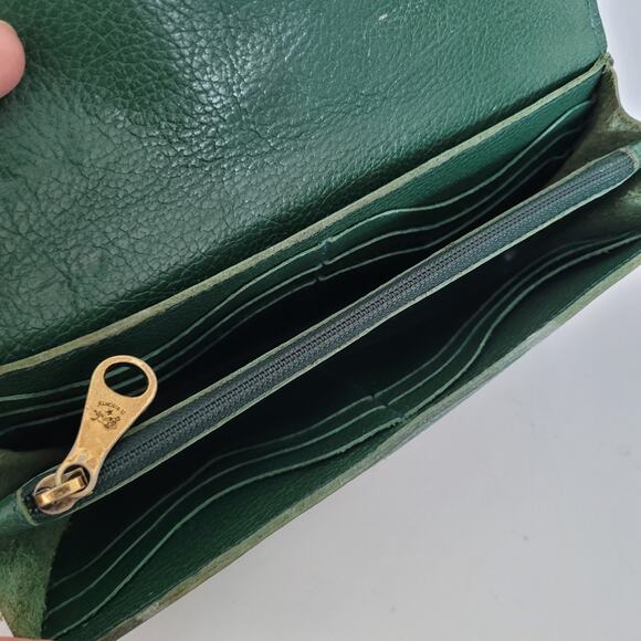 Il BISONTE Large Bill Card Wallet Green Envelope Geniue Leather Made in Italy - Picture 5 of 12